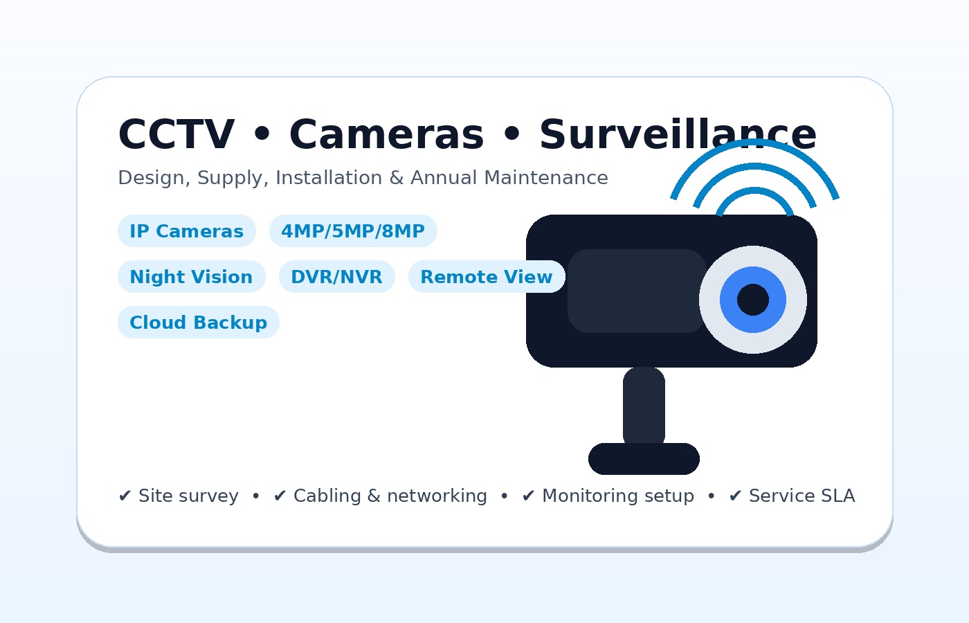 CCTV camera surveillance installation and support